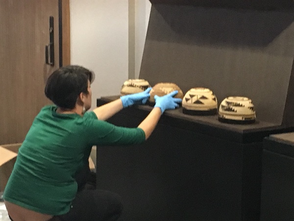 Congratulations to Professor Cindy Hooper--The Native American Baskets Are Being Installed