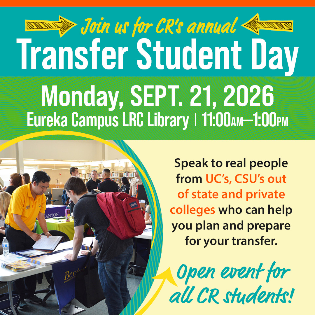 Transfer Student Day, Monday, September 21st from 11am-1pm in the LRC