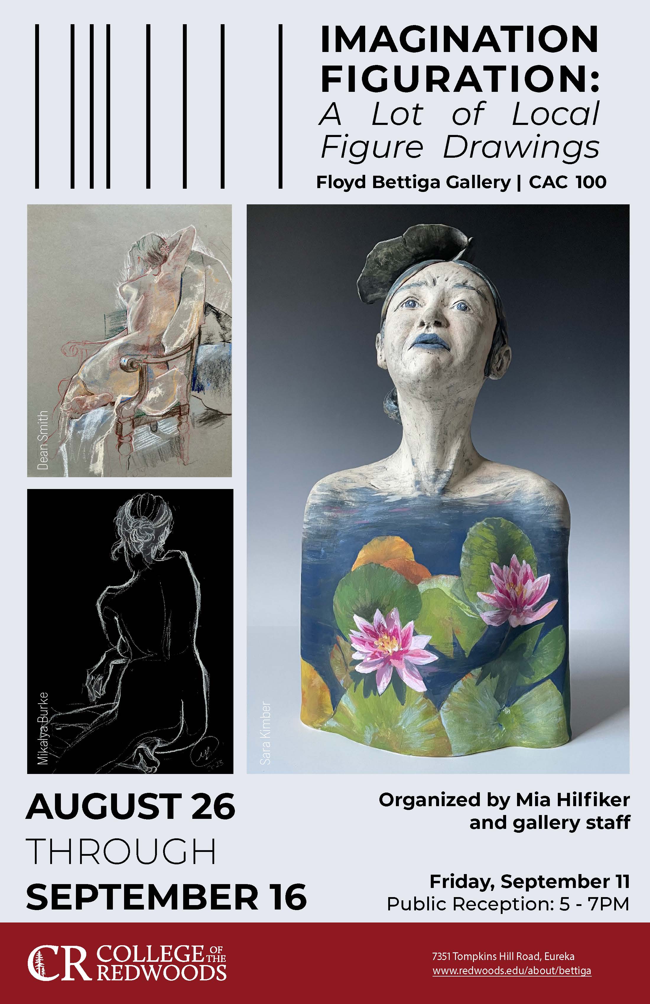 three featured art pieces acknowledging feminine forms, in illustration and sculpture