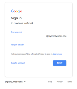 Example of Email login screen