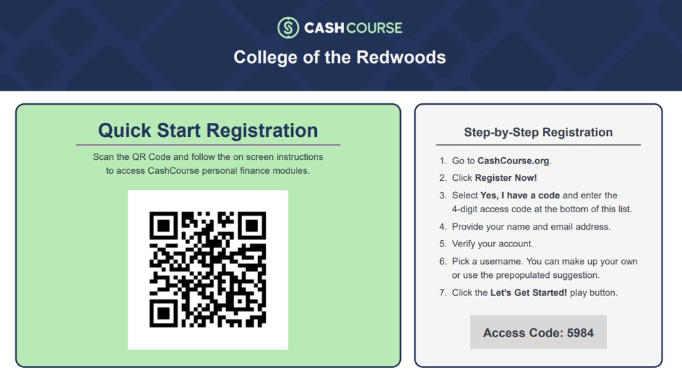 Cash Course Registration instructions